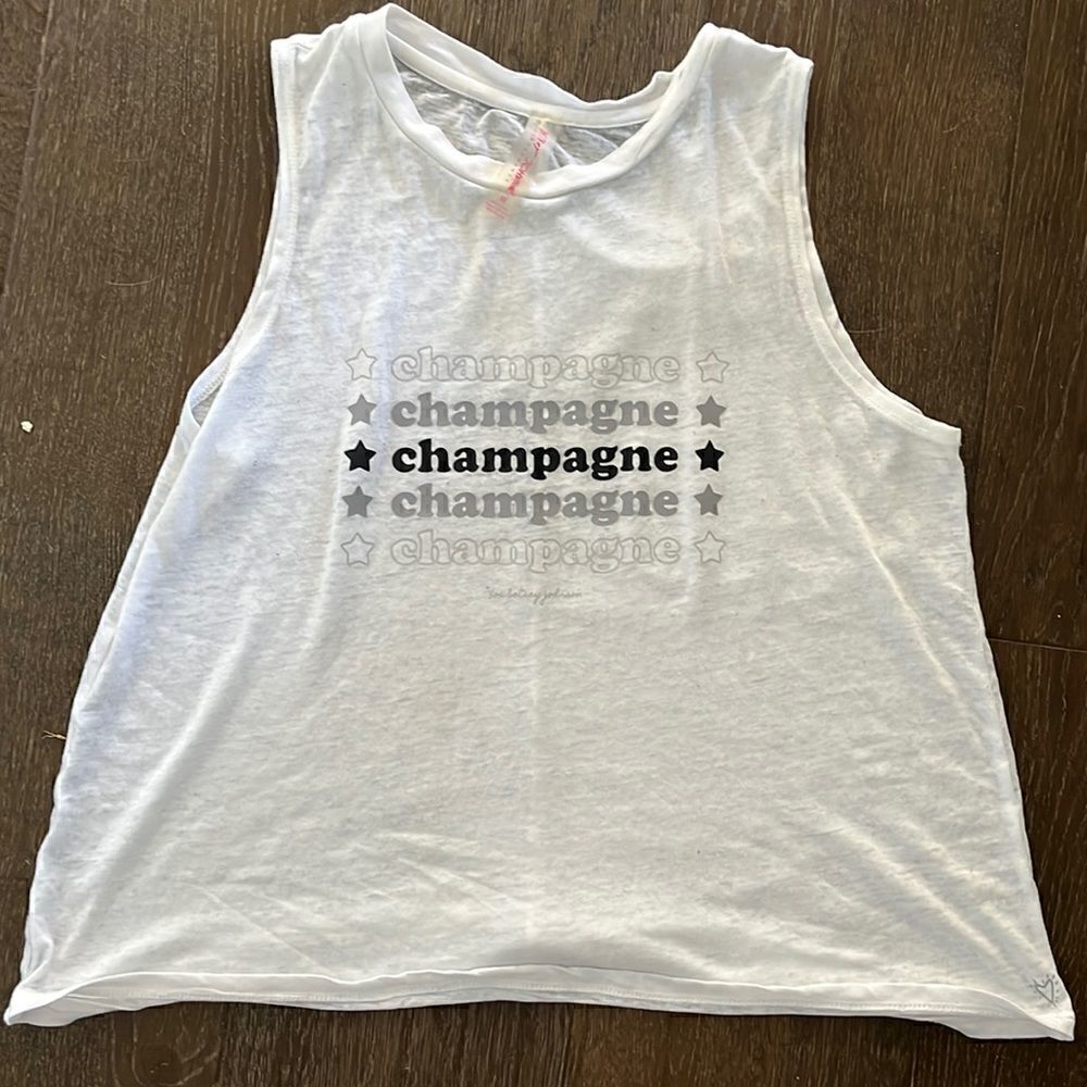 Betsey Johnson champagne star tank sz M EUC